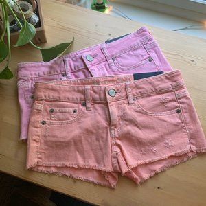 orange american eagle shorts shorties